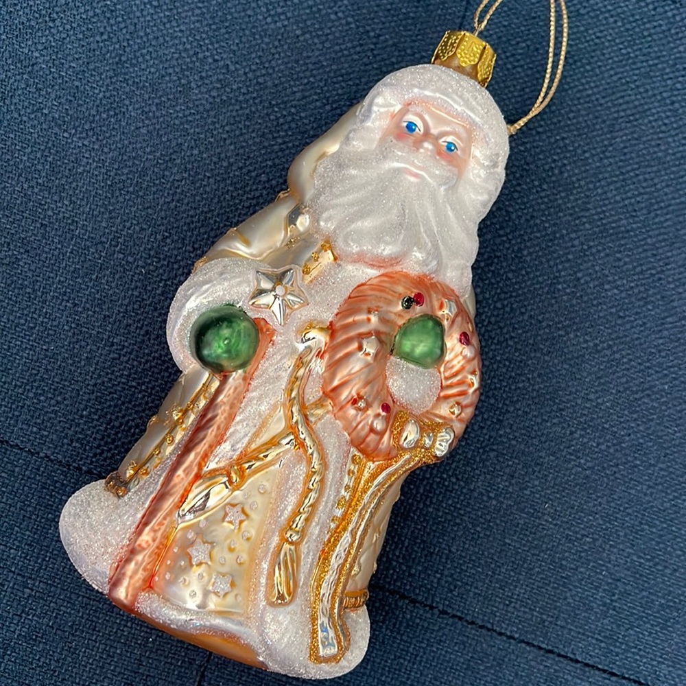 The Brass Key “Starry Santa” glass Christmas ornament